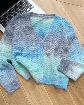 Sweet autumn and winter tops gradient cardigan