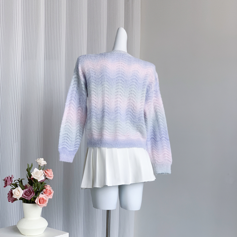 Sweet autumn and winter tops gradient cardigan