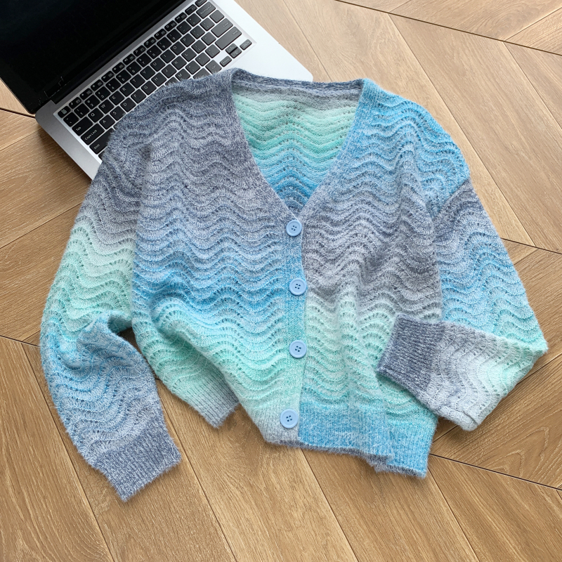 Sweet autumn and winter tops gradient cardigan