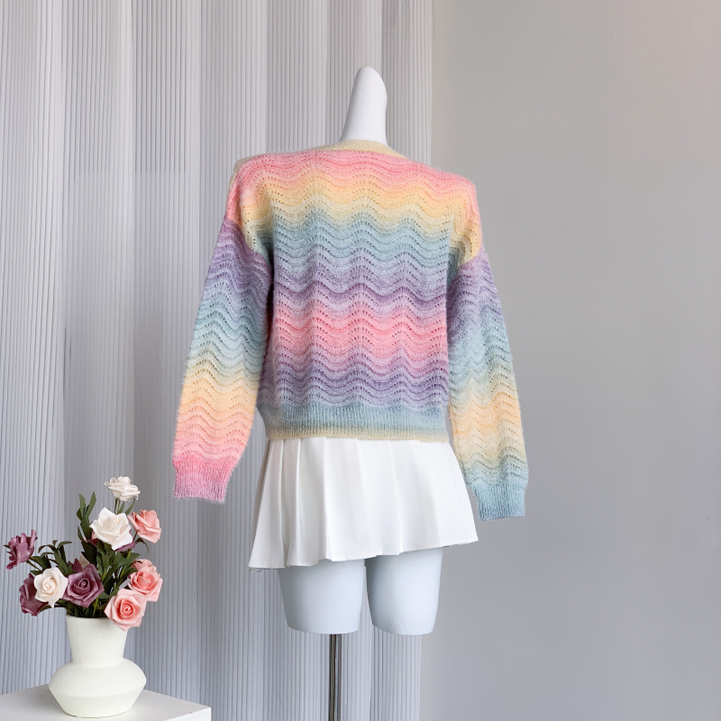 Sweet autumn and winter tops gradient cardigan