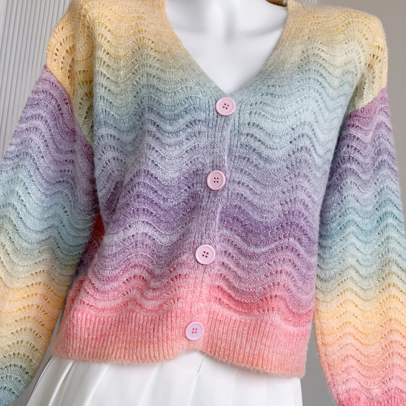 Sweet autumn and winter tops gradient cardigan