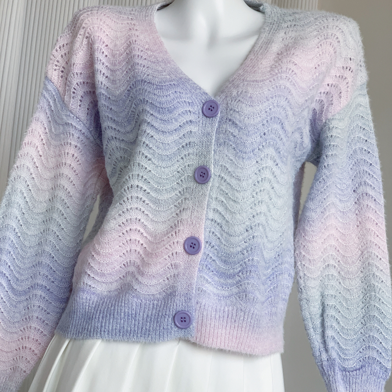 Sweet autumn and winter tops gradient cardigan