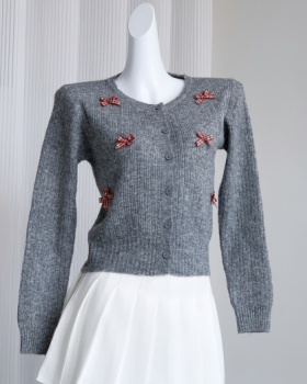 Autumn knitted cardigan short coat for women