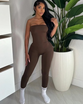 European style sexy jumpsuit pure tight long pants