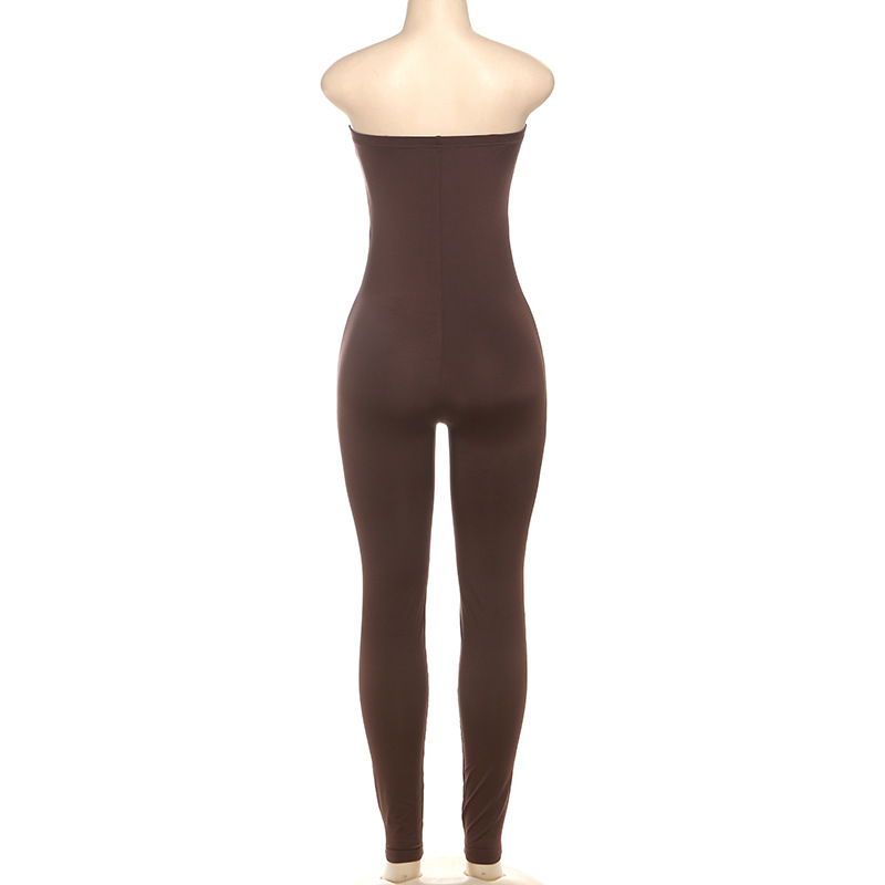 European style sexy jumpsuit pure tight long pants