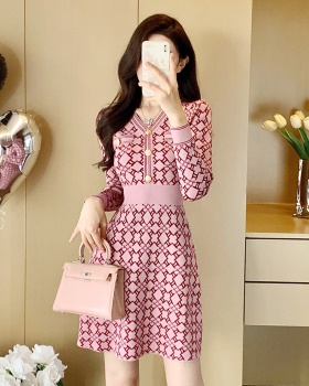 Knitted pink dress chanelstyle light luxury sweater dress