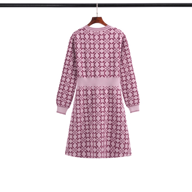 Knitted pink dress chanelstyle light luxury sweater dress