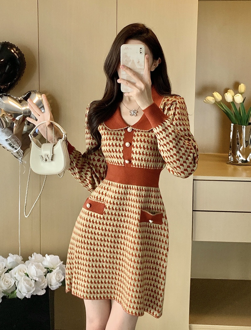 Pinched waist chanelstyle bottoming unique dress for women