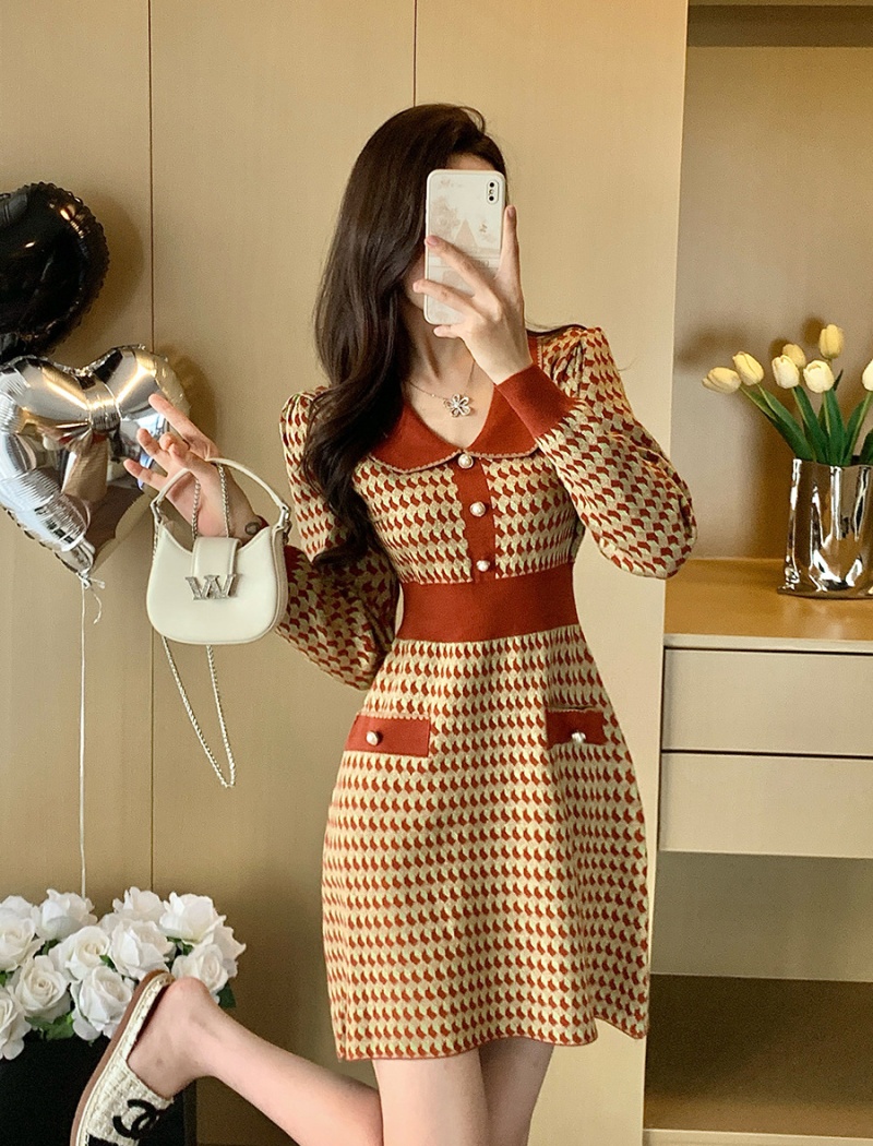 Pinched waist chanelstyle bottoming unique dress for women