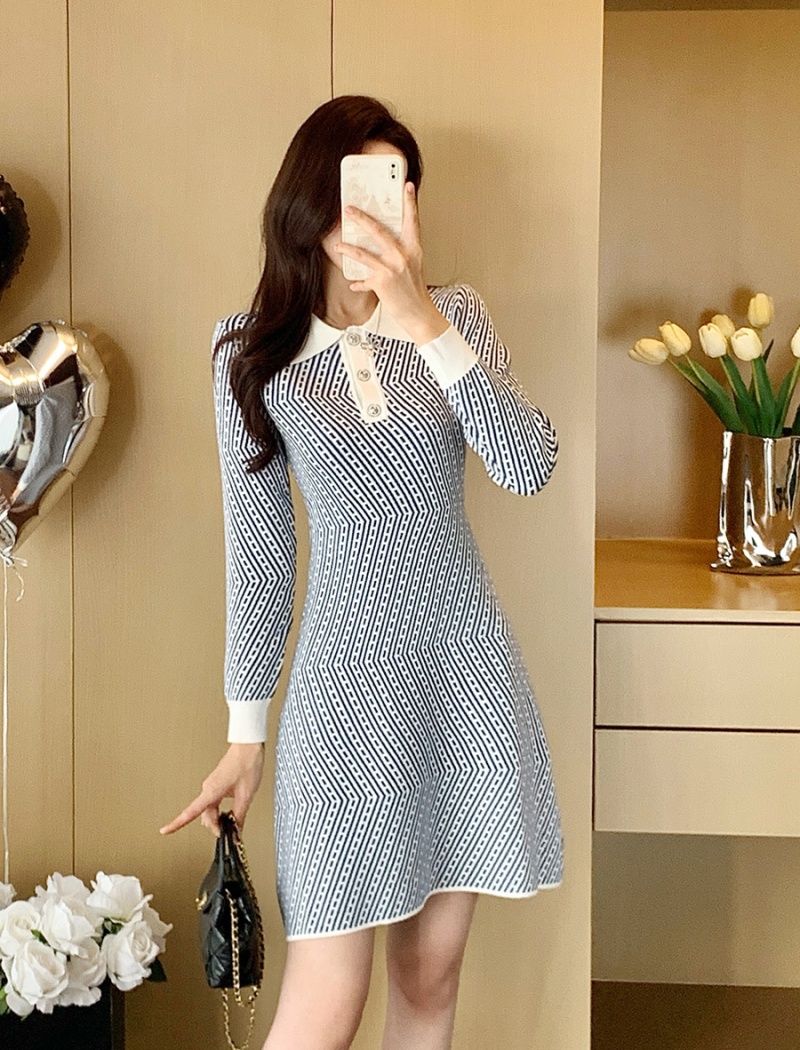 Knitted dress France style sweater dress for women