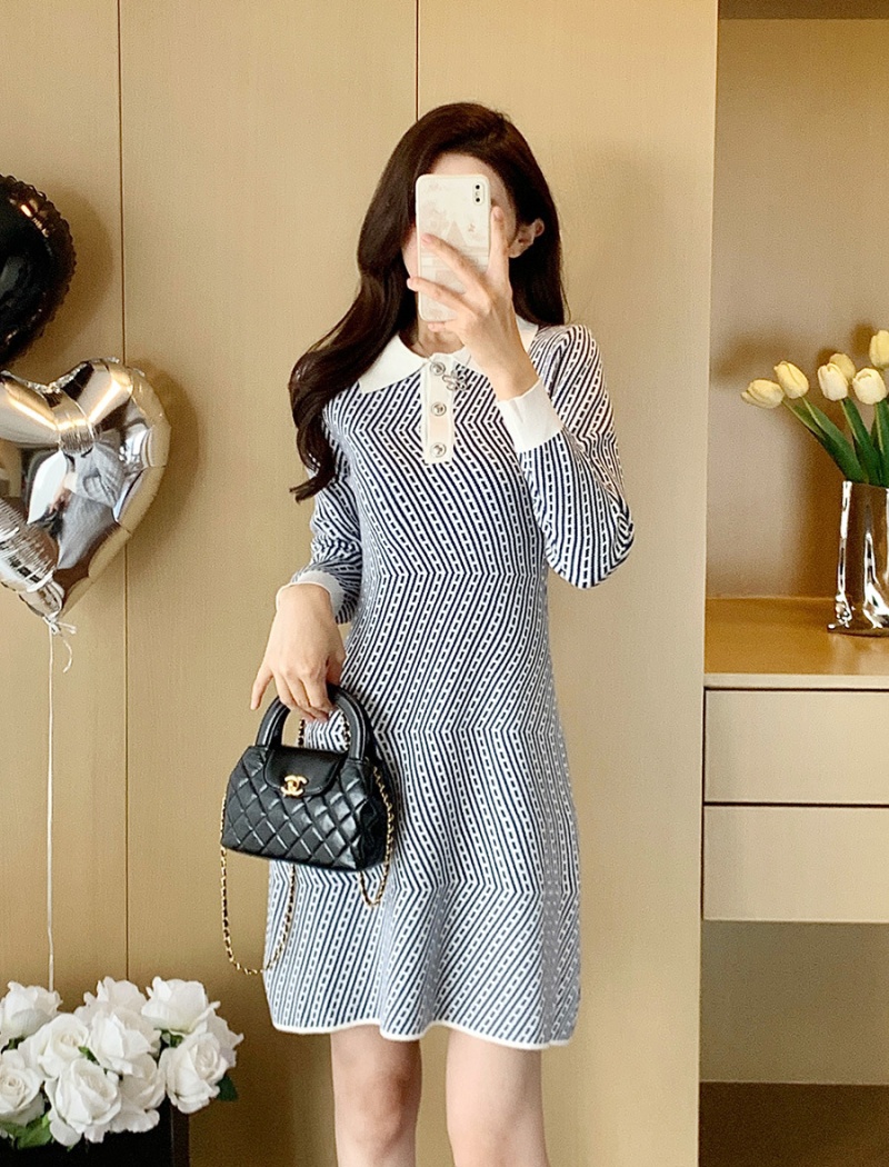 Knitted dress France style sweater dress for women