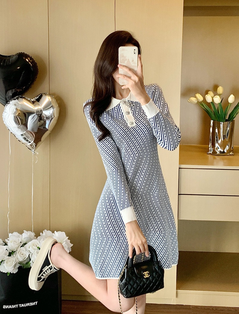 Knitted dress France style sweater dress for women