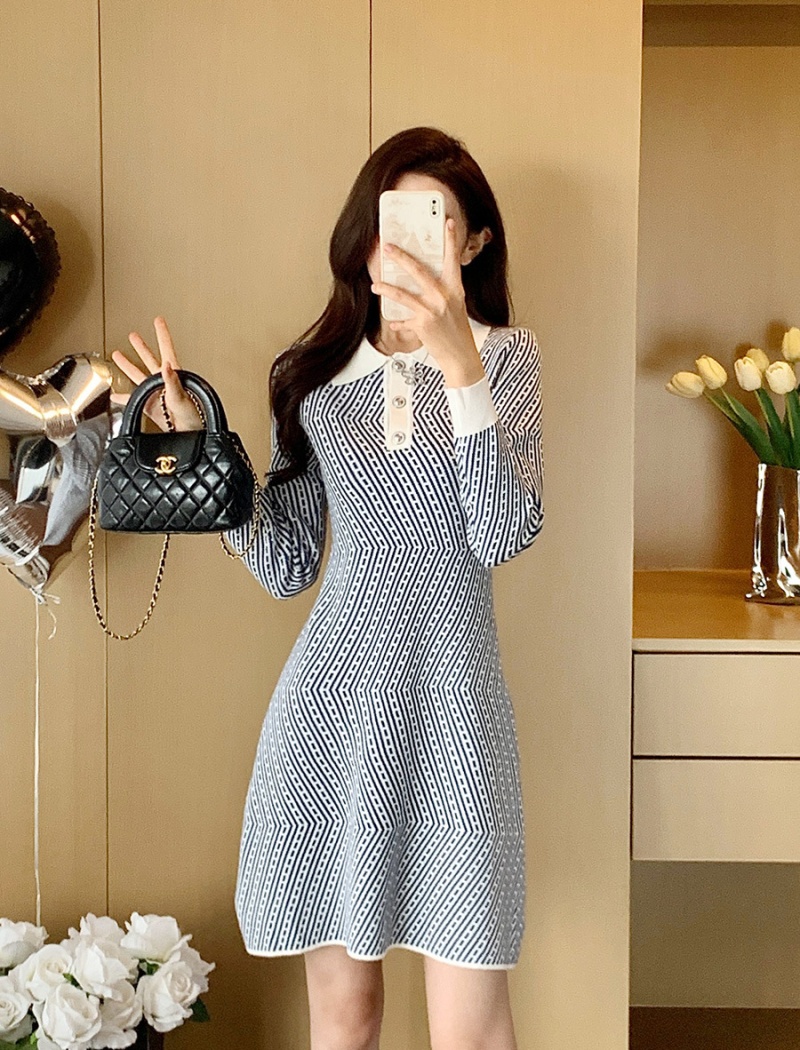 Knitted dress France style sweater dress for women