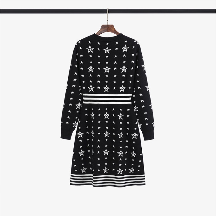 Temperament long sleeve dress A-line knitted sweater dress