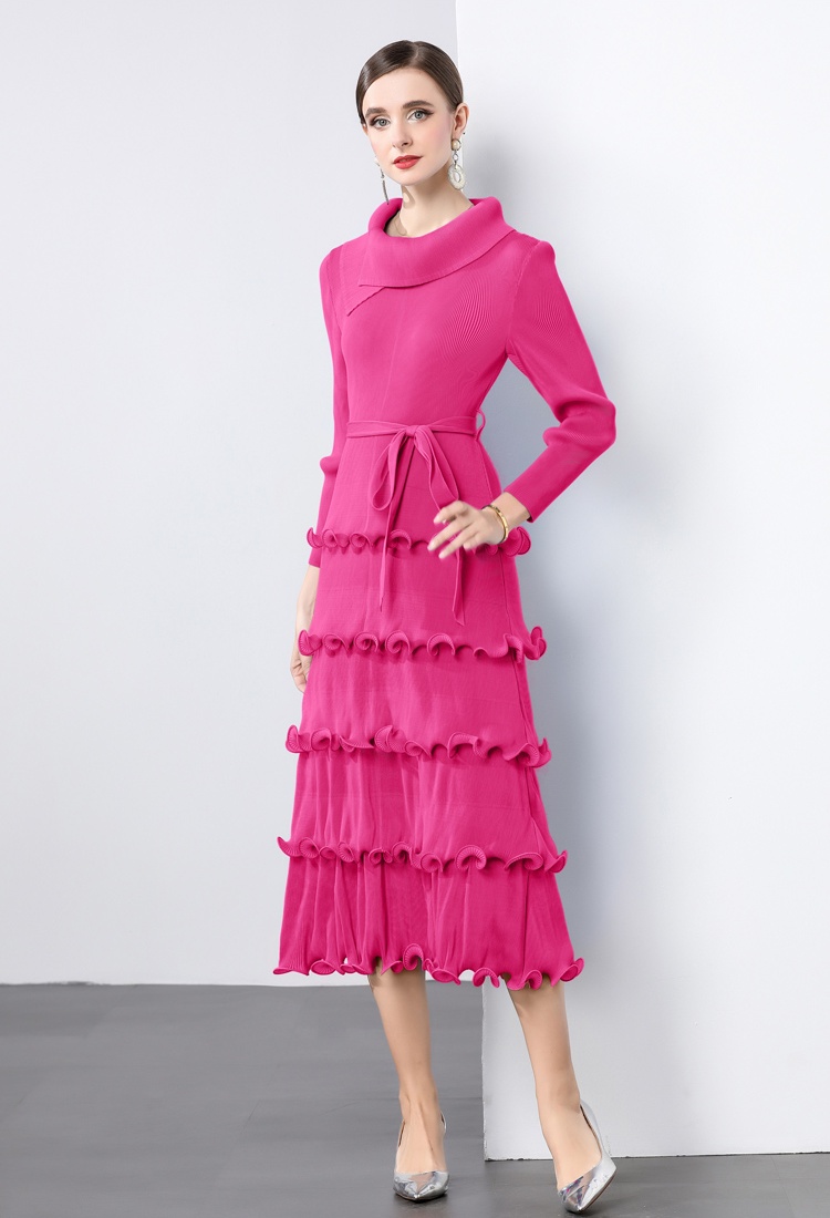 Pleats Please lotus leaf edges fold cake dress