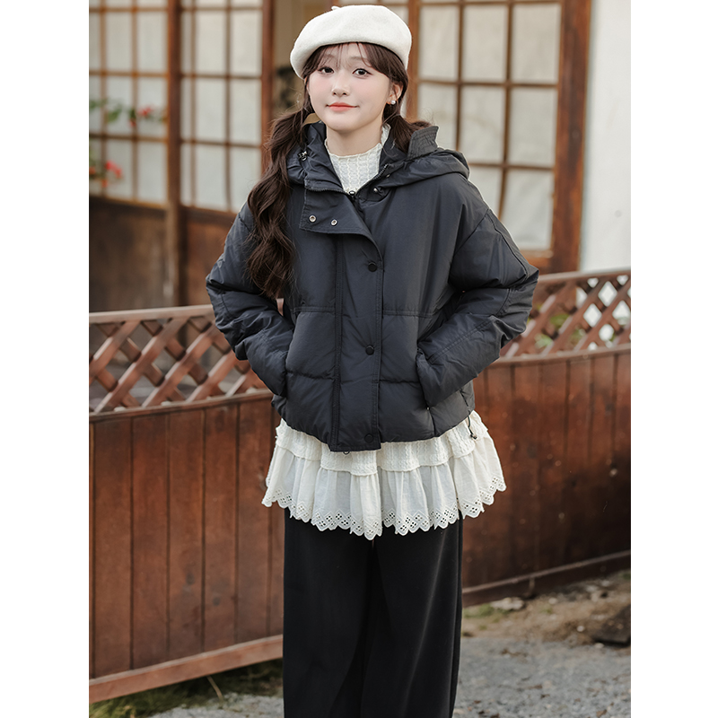 Short sweet winter coat thick hooded cotton coat