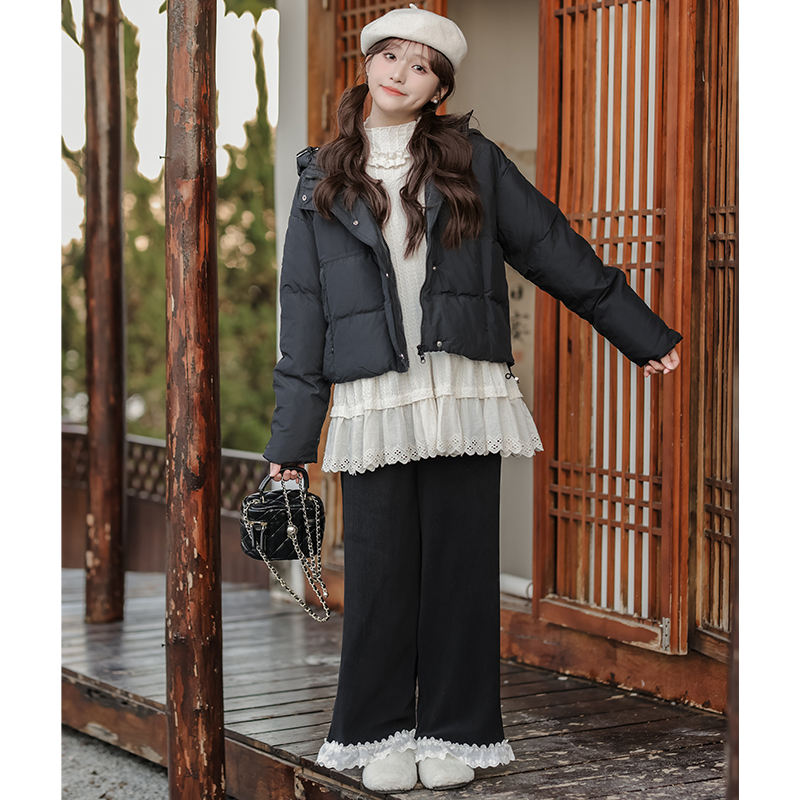 Short sweet winter coat thick hooded cotton coat