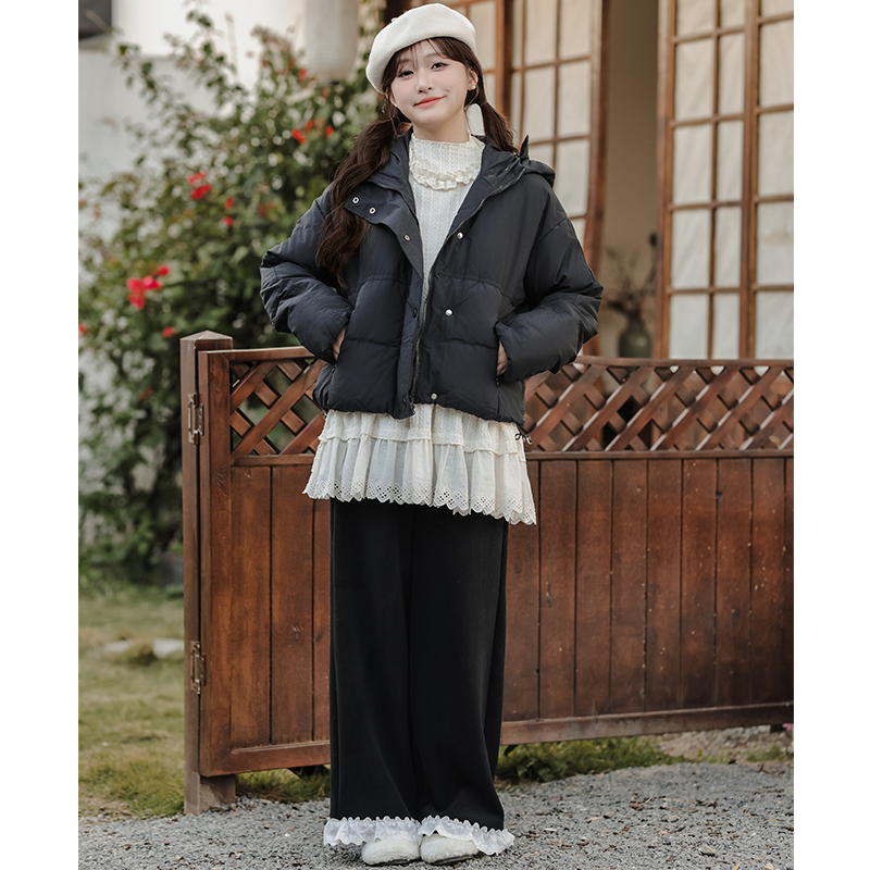 Short sweet winter coat thick hooded cotton coat