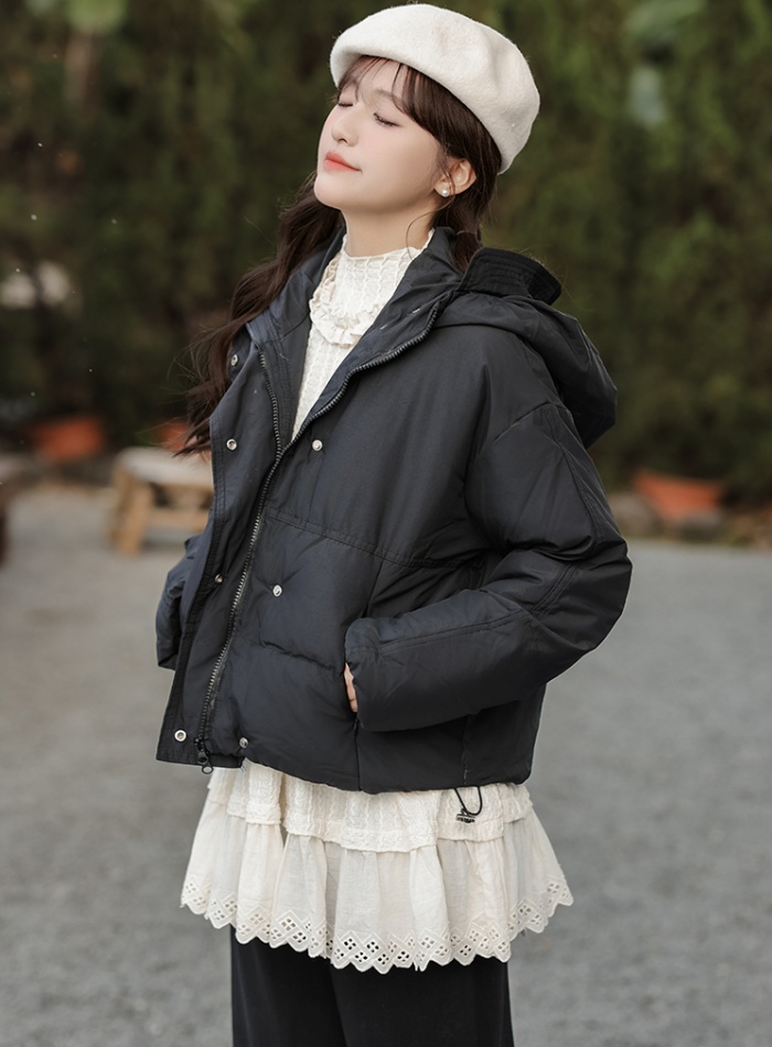 Short sweet winter coat thick hooded cotton coat