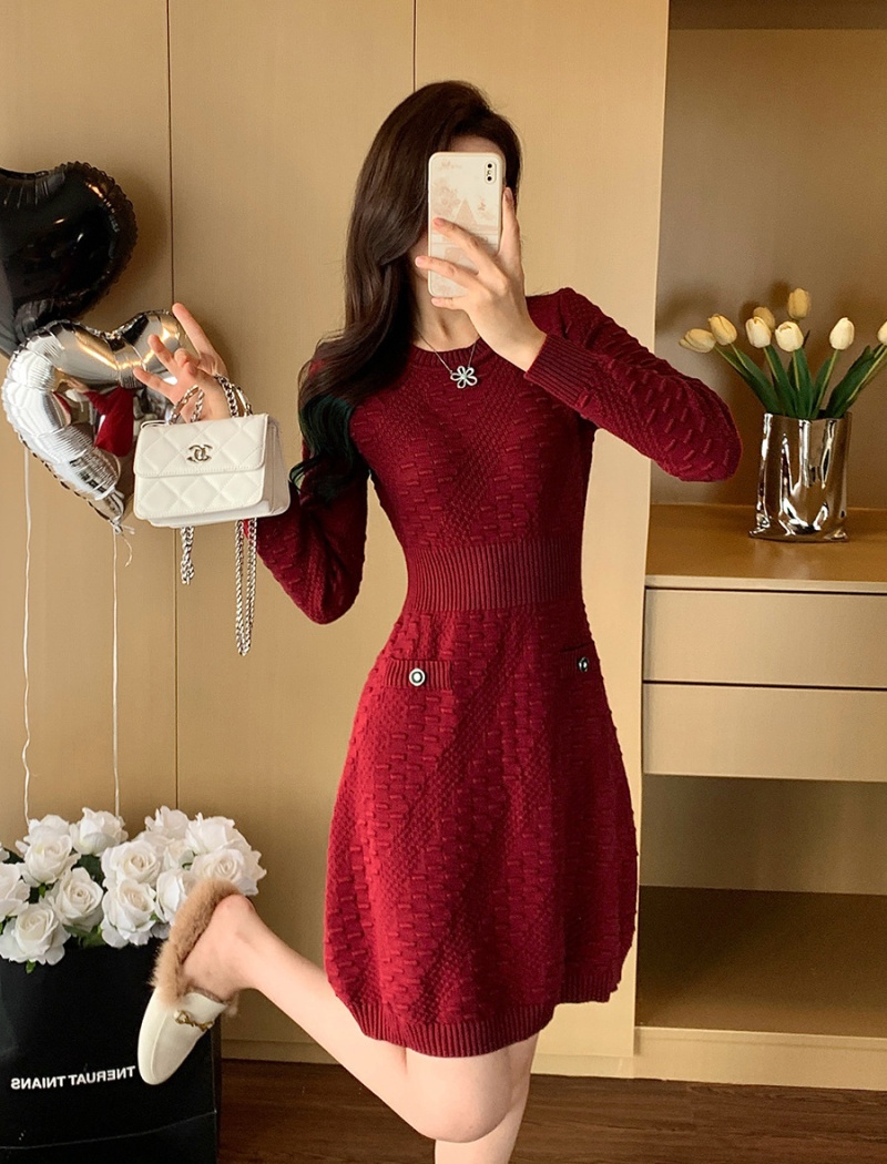 Tender slim France style knitted spring dress for women