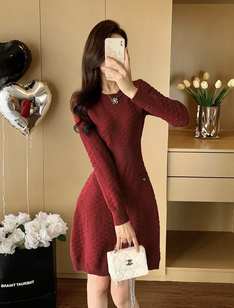 Tender slim France style knitted spring dress for women