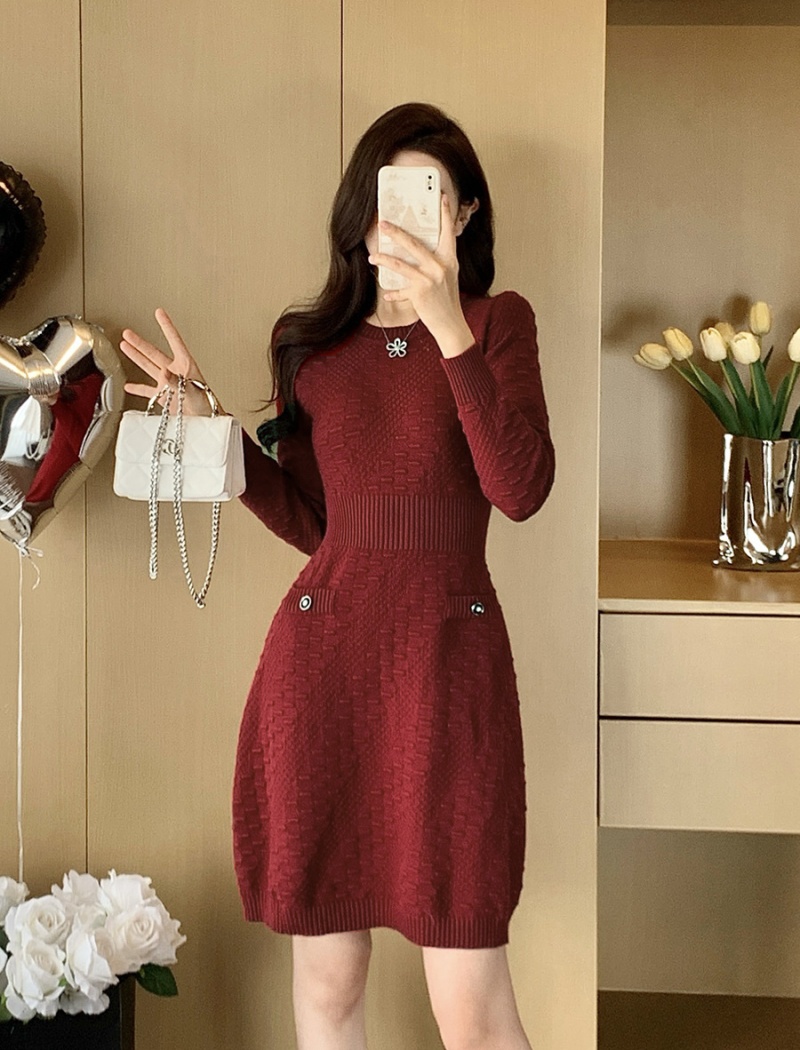 Tender slim France style knitted spring dress for women