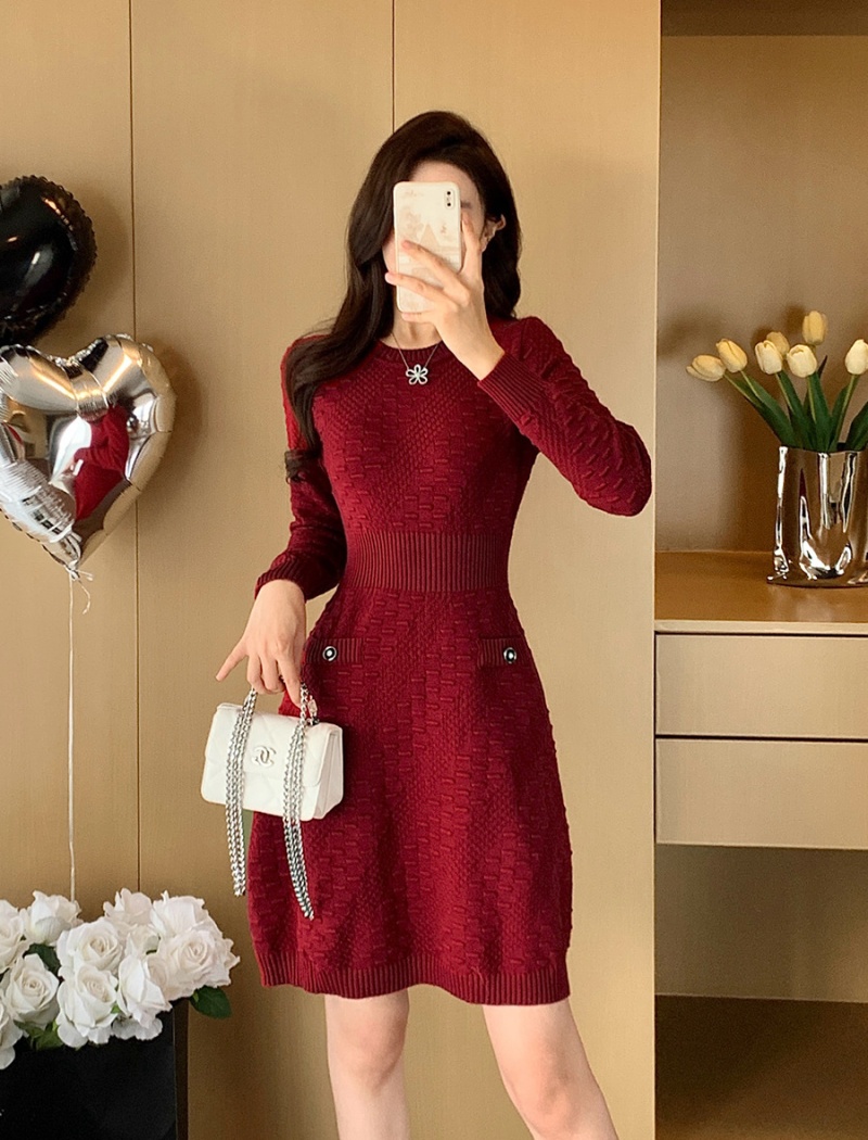 Tender slim France style knitted spring dress for women