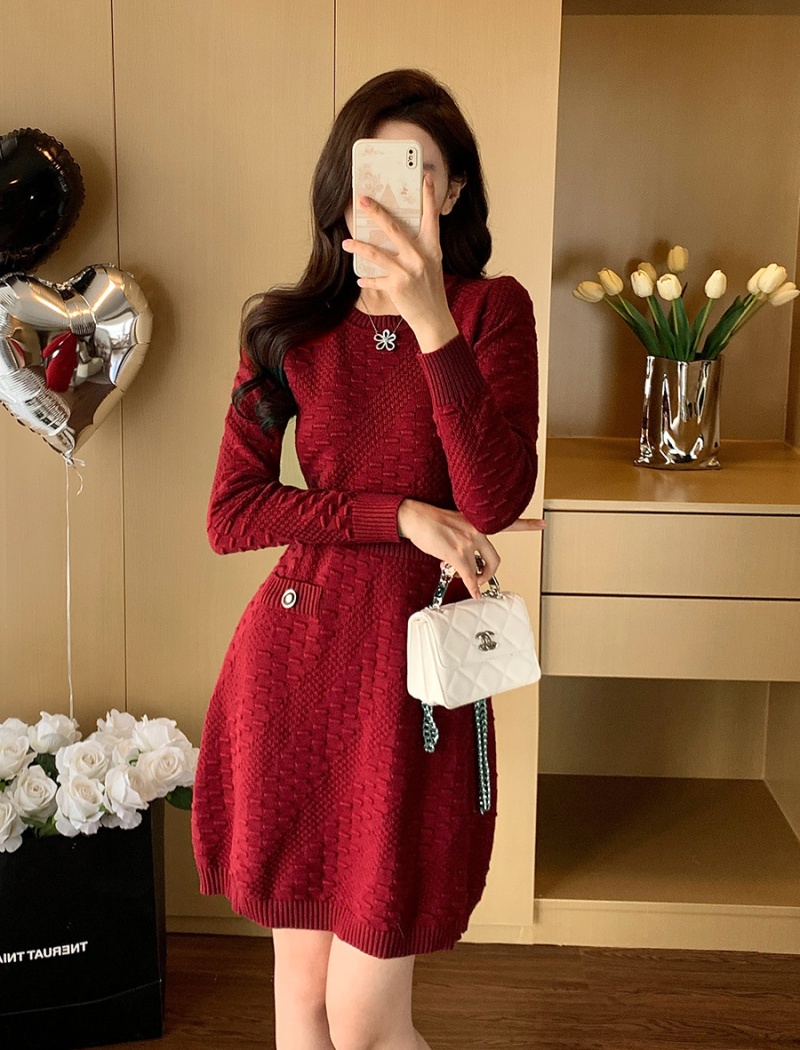 Tender slim France style knitted spring dress for women