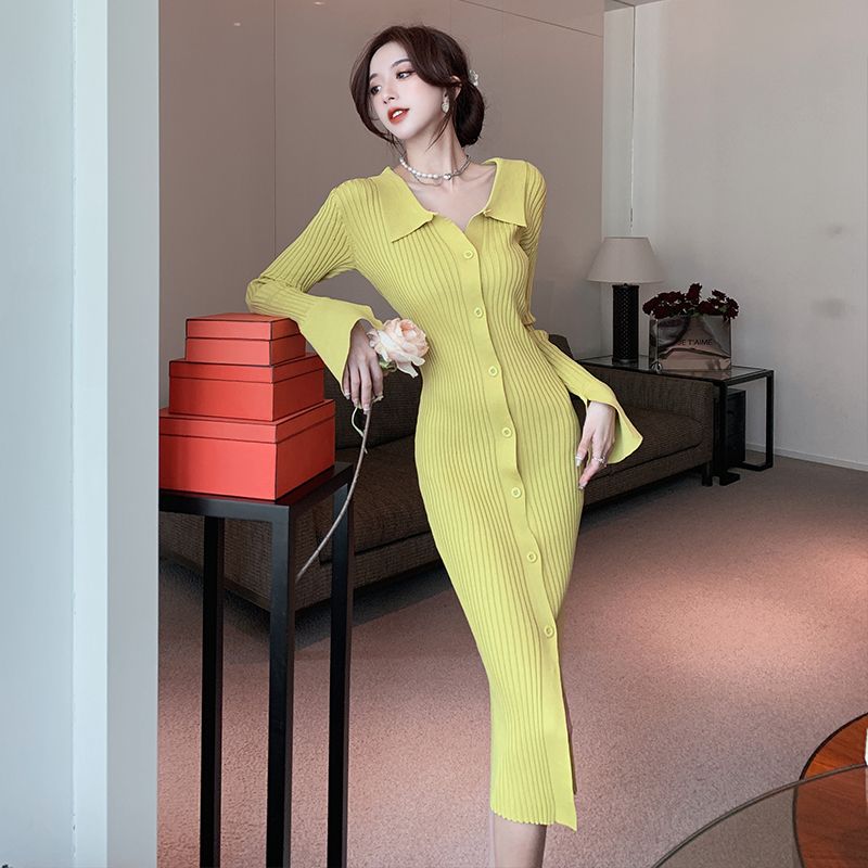 Hepburn style slim long dress France style dress for women