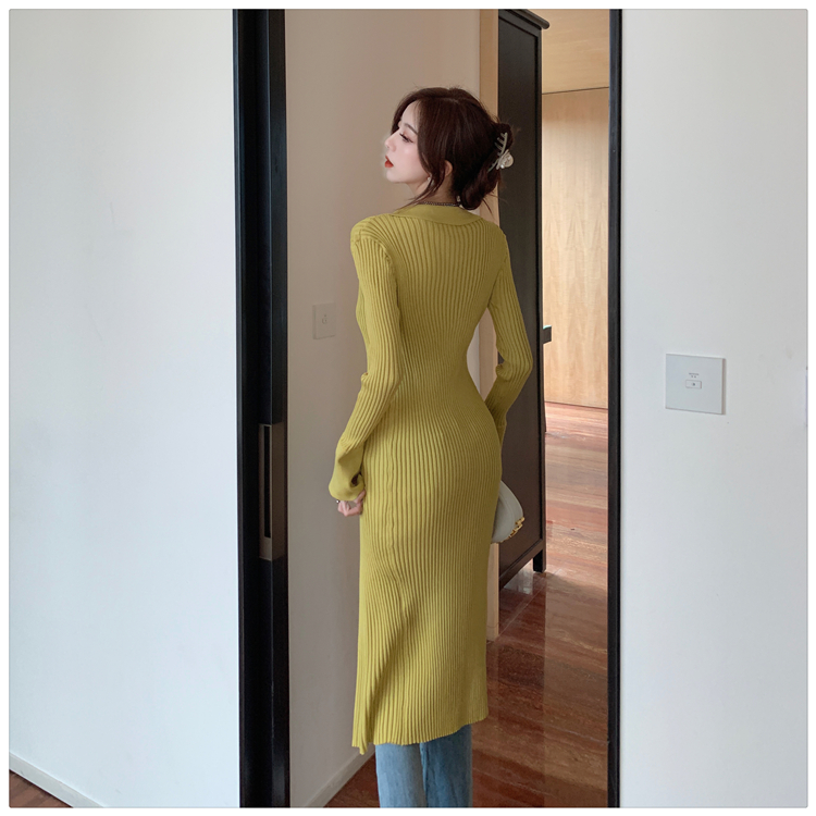 Hepburn style slim long dress France style dress for women