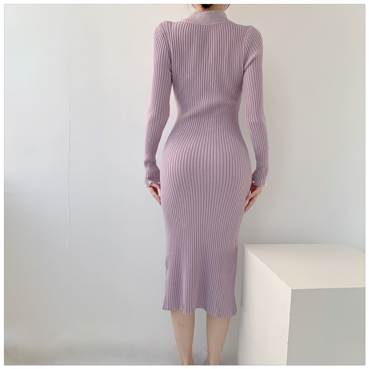 Package hip knitted overcoat beading bottoming cheongsam