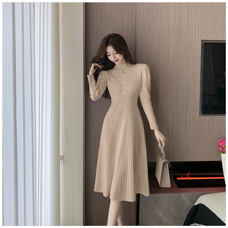 Knitted sweater dress inside the ride dress for women