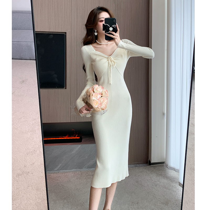 Package hip slim dress France style long dress for women