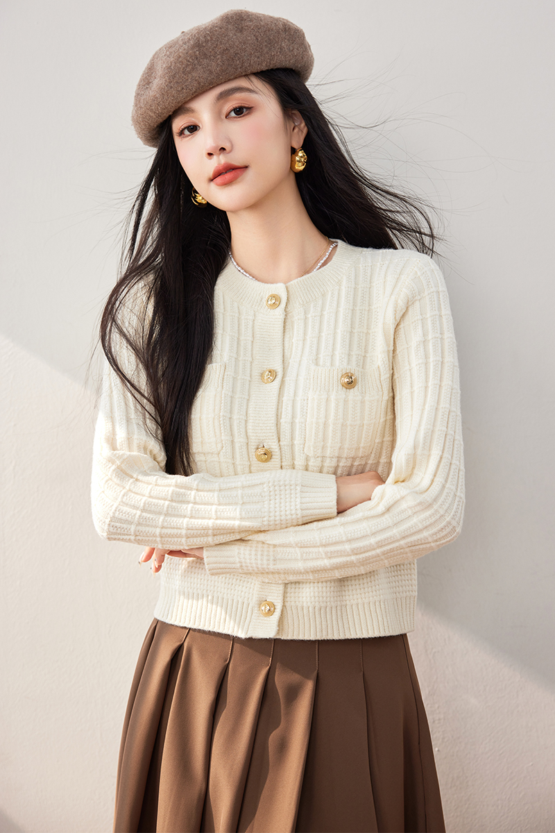 Chanelstyle tops long sleeve cardigan for women