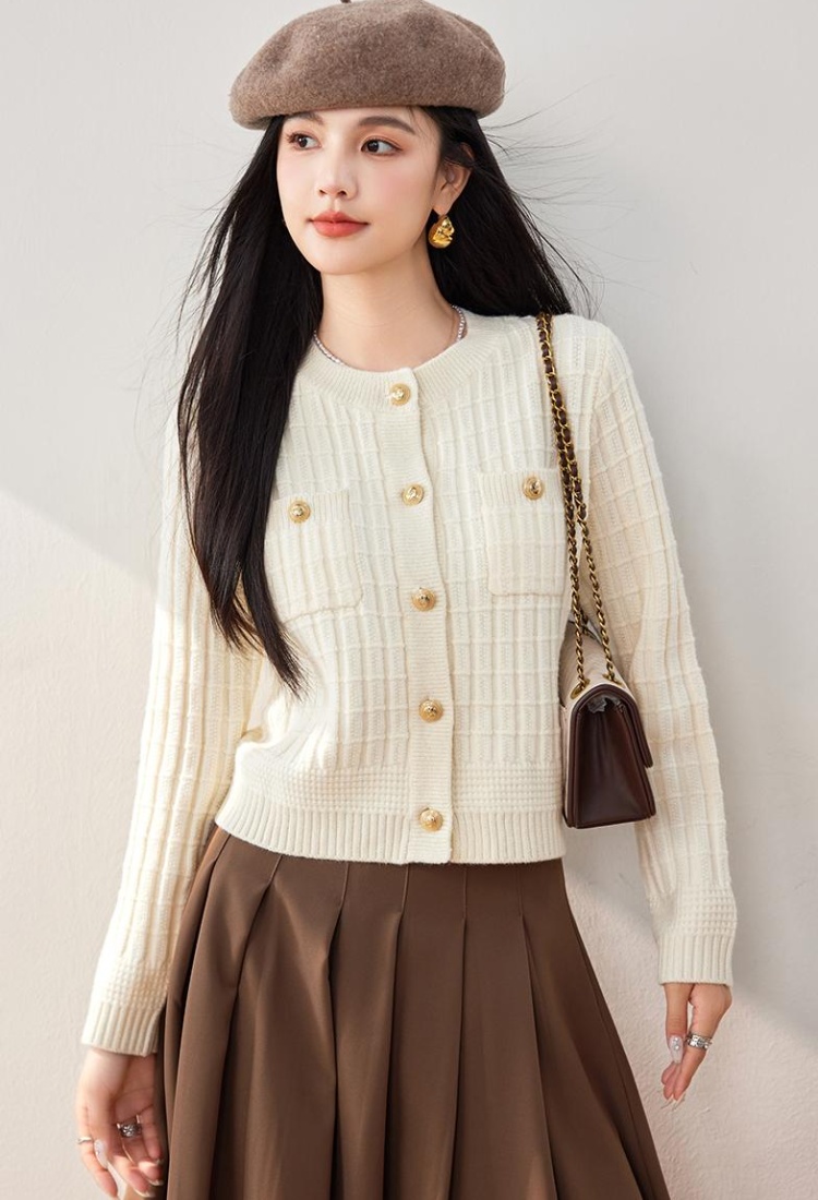 Chanelstyle tops long sleeve cardigan for women