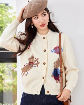 Show young lovely tops jacquard Korean style coat