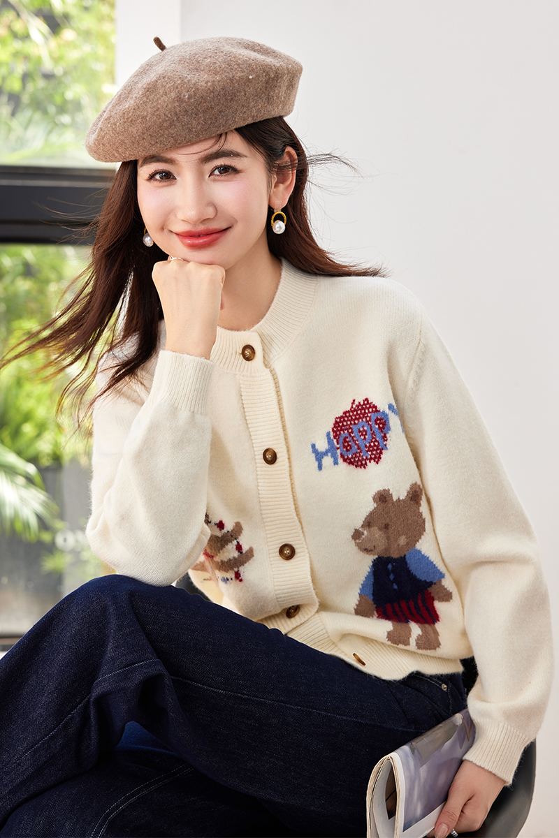 Show young lovely tops jacquard Korean style coat