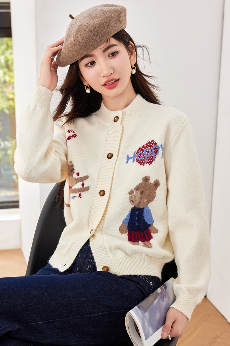 Show young lovely tops jacquard Korean style coat