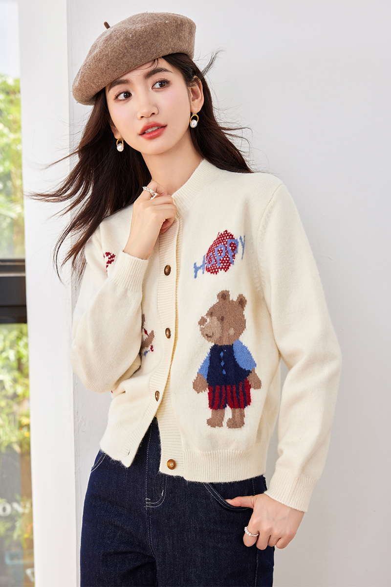 Show young lovely tops jacquard Korean style coat