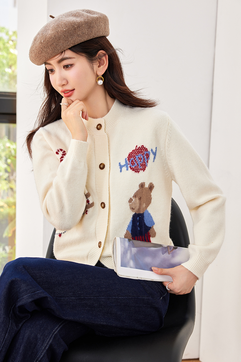 Show young lovely tops jacquard Korean style coat