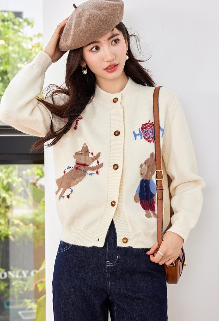 Show young lovely tops jacquard Korean style coat