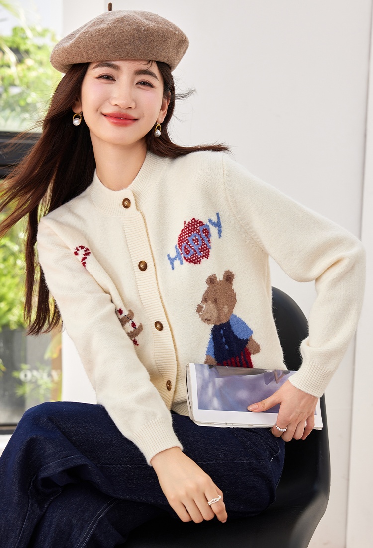 Show young lovely tops jacquard Korean style coat