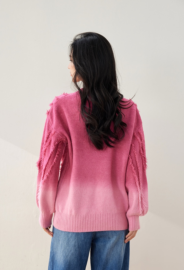 Loose lazy V-neck winter fat gradient slim sweater