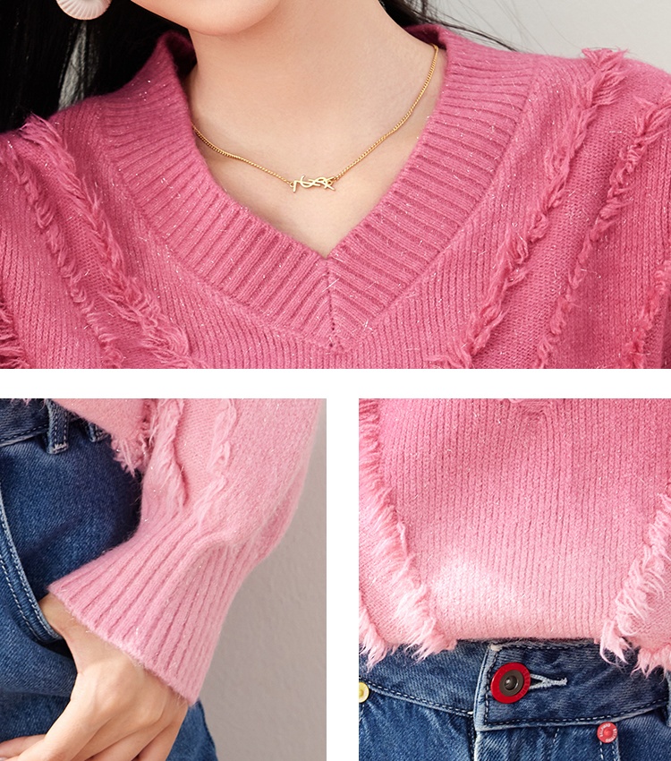 Loose lazy V-neck winter fat gradient slim sweater