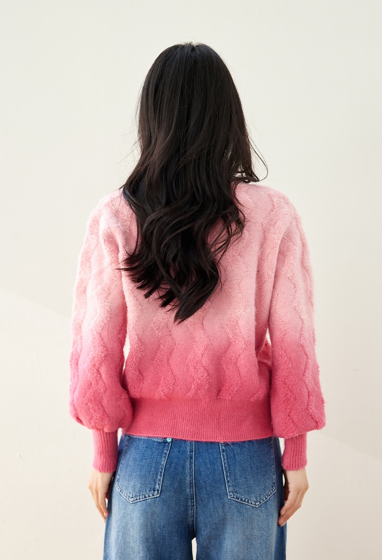 Knitted peach cardigan wool autumn sweater for women