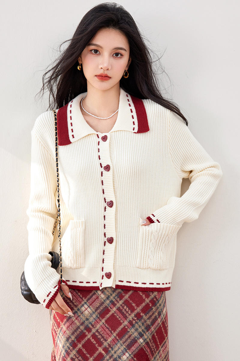 Lapel autumn cardigan fat knitted coat for women