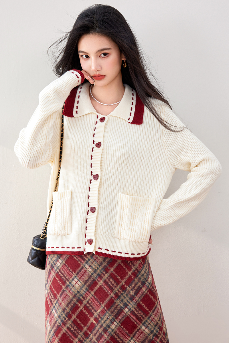 Lapel autumn cardigan fat knitted coat for women