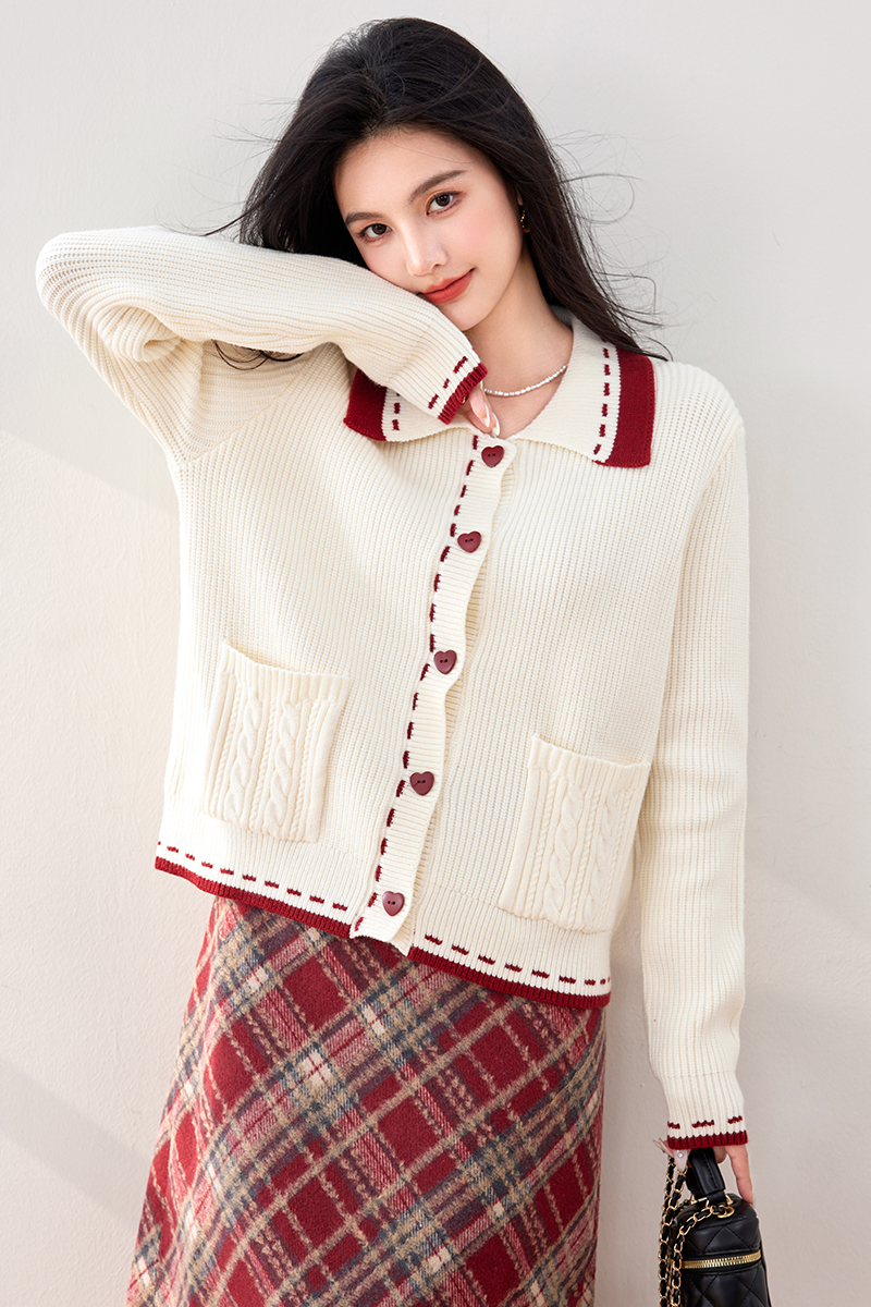 Lapel autumn cardigan fat knitted coat for women