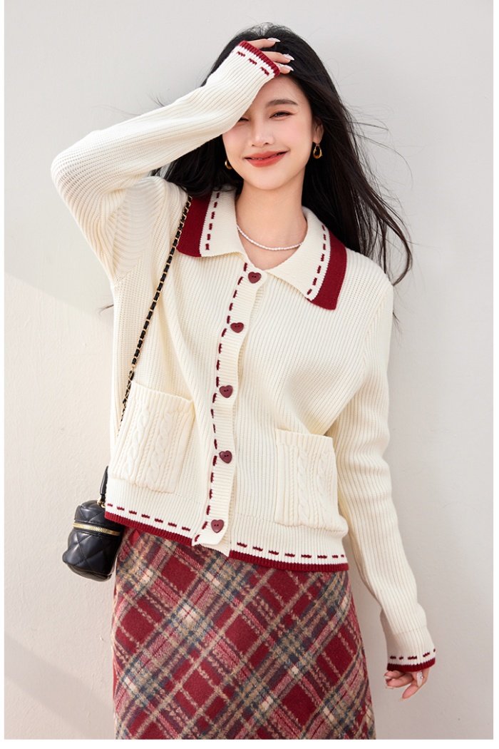 Lapel autumn cardigan fat knitted coat for women