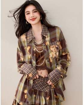 Niche plaid fashion spring loose shirt for women